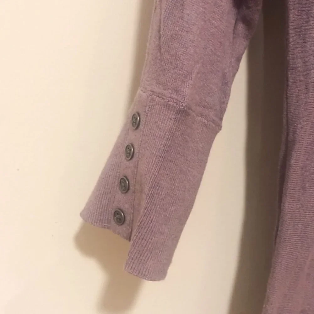 LOFT Lavender Scoop Neck Button Sleeve Sweater